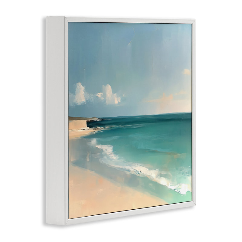 Giclée encadrée «Abstraction Turquoise Horizons», conception par Annabelle Hall, H 12 po x l 12 po