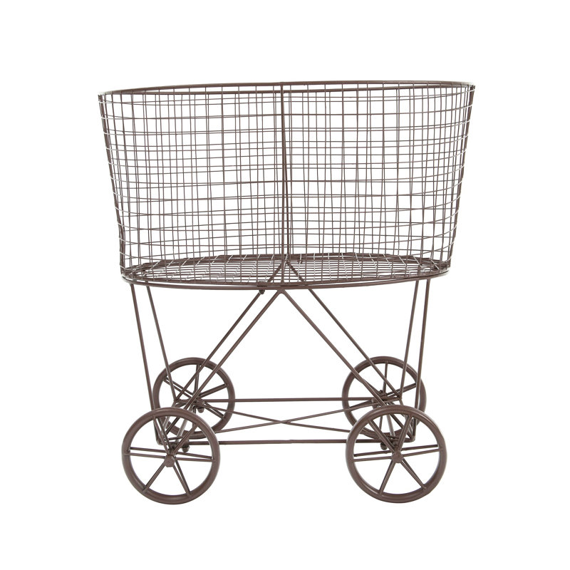 Metal Rolling Laundry Cart with Rack, Rust