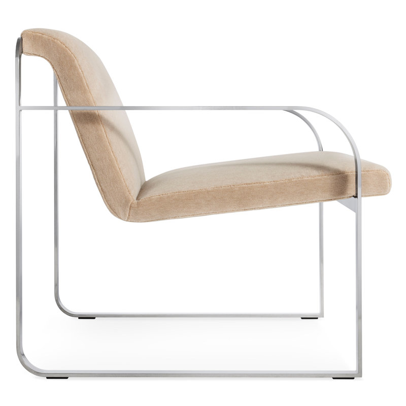 Skald Lounge Chair, Stone Velvet Cotton Blend, Polished Chrome
