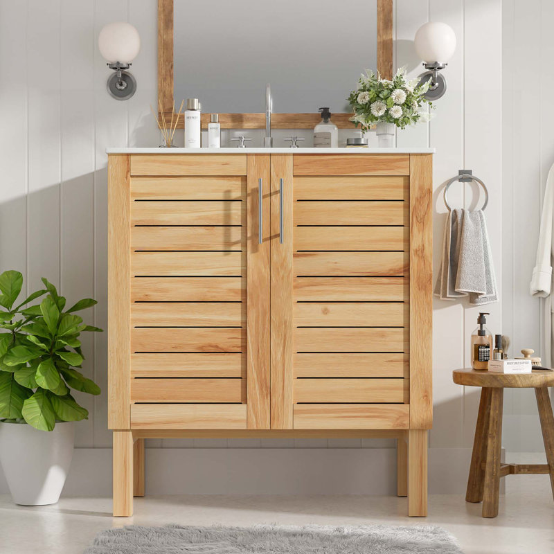Charmant meuble-lavabo Mid-Century avec de multiples fonctionnalités