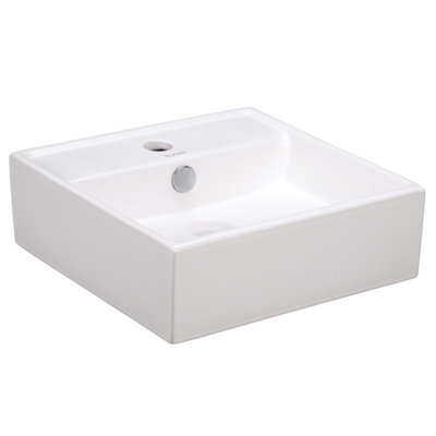 Lavabo de salle de bain mural en porcelaine avec trop-plein 15 po.