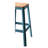 Square Backless Bar Stool In Natural & Teal Hues, Wooden Stationary Seat, Metal Leg Supports, 100Lbs Weight Limit With And Crossbar, 13" Seat Dimensions, 30" Height