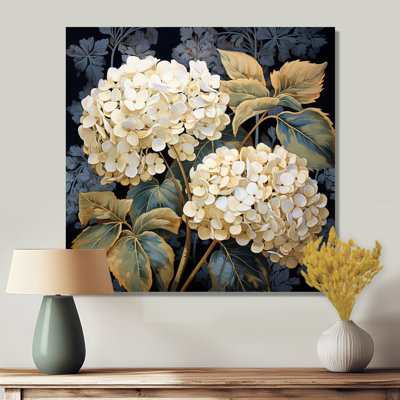 Illustration rétro de fleur d'hortensia blanc - art mural hortensia