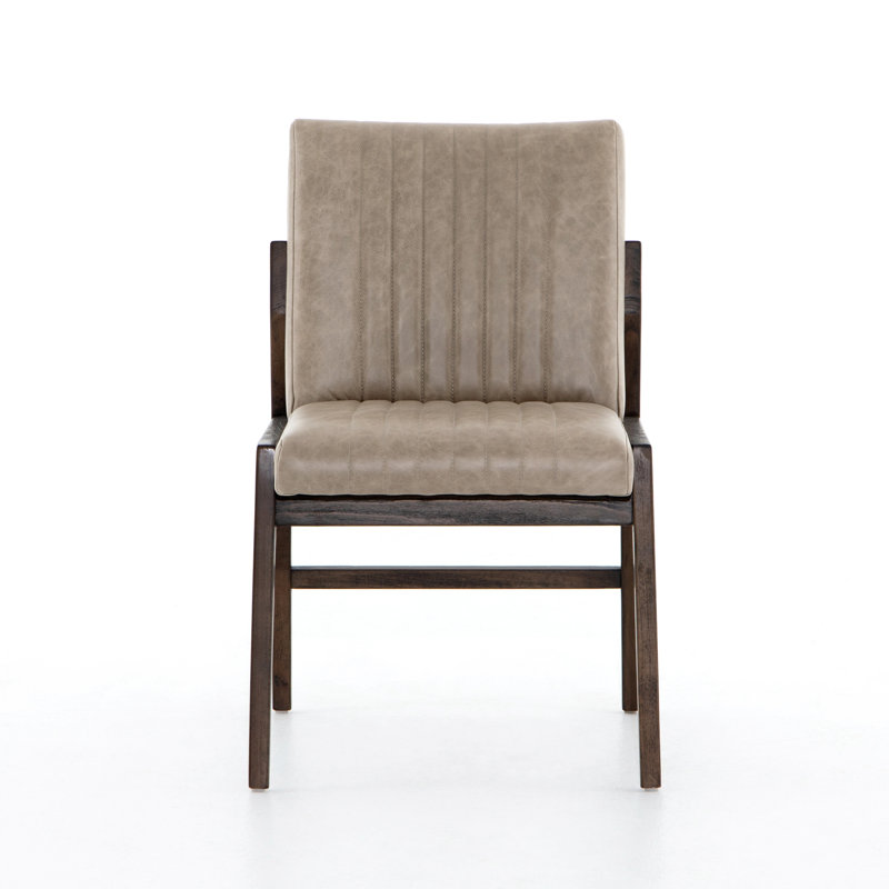 Chaise d'appoint rembourrée en cuir Stavros, Gris Sonoma