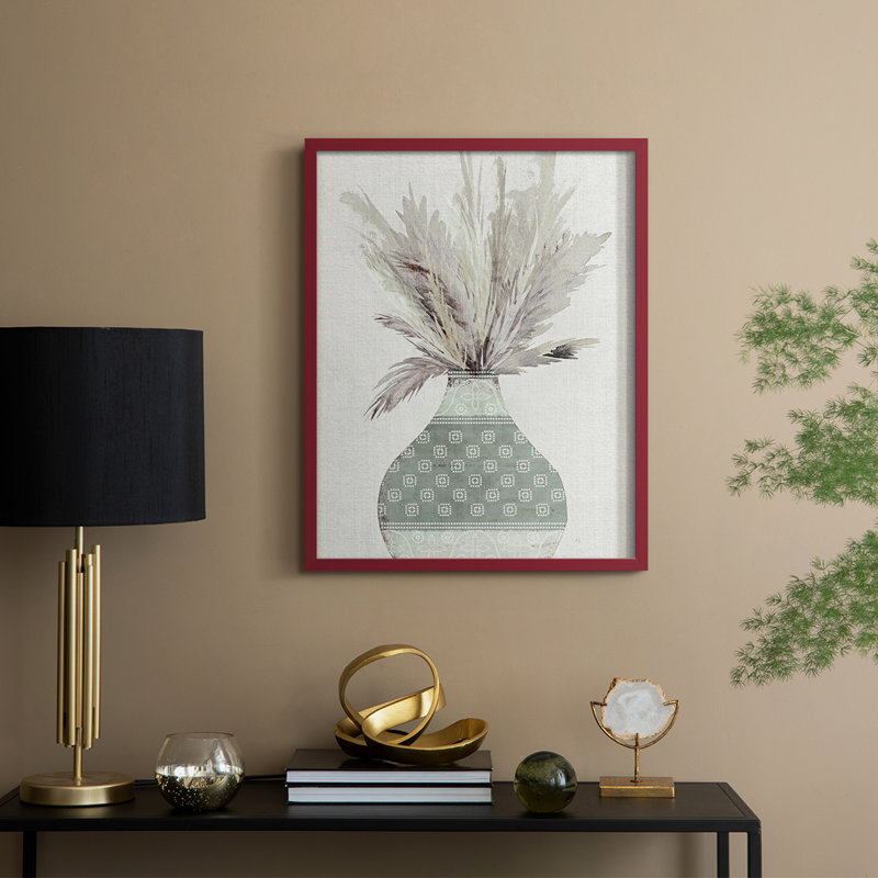 Bandhani Arrangement I, reproduction encadrée - bois massif, H 11 po x l 9 po, Rouge