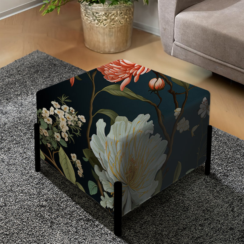 Repose-pieds rose et vert Garden Delight - Floral Square
