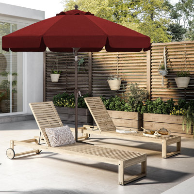 Parasol de marché en oléfine 9 'avec cantonnière festonnée et inclinaison