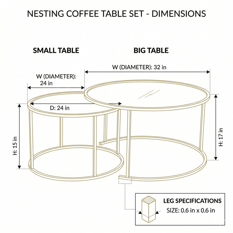 Ensemble de 2 tables basses Modern Modern, Transparent, Noir