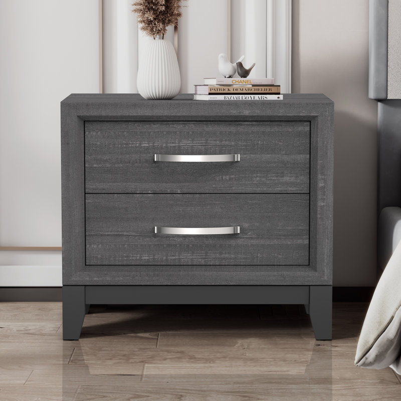 Table de chevet 2 tiroirs Modern, Gris
