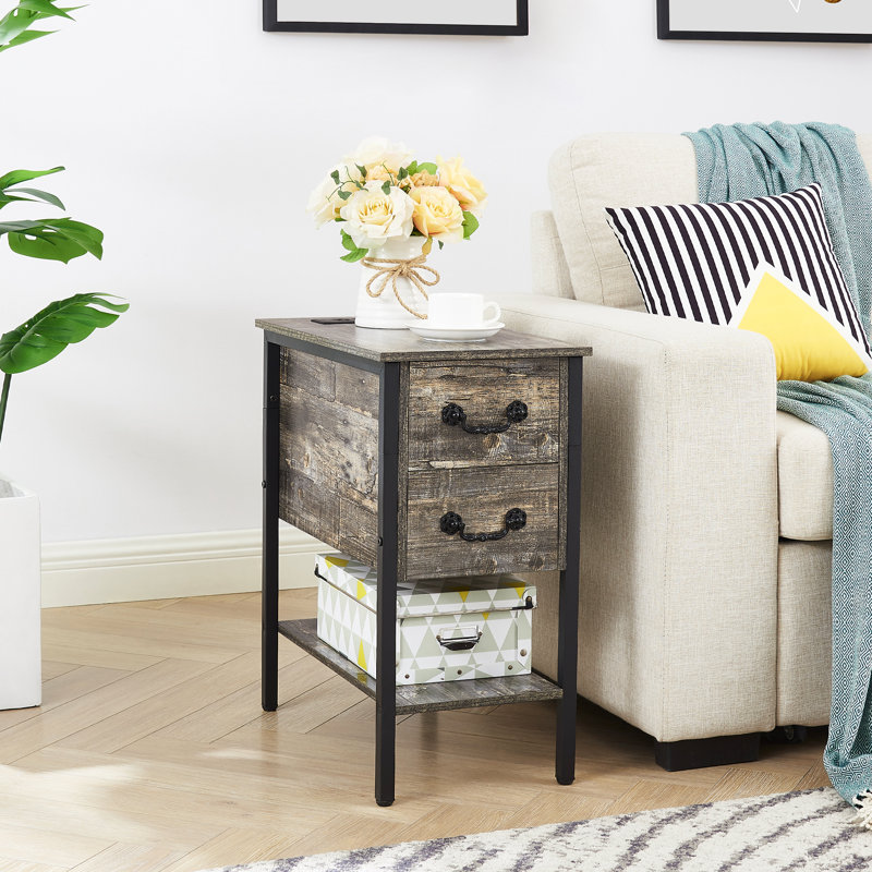 Ortha 2 - Drawer End Table and Built-In Outlets, Old School