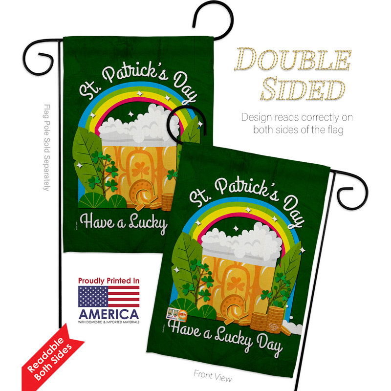 Drapeau de maison St. Pat Lucky Day, H 18,5 po x l 13 po