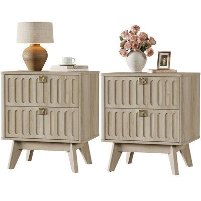 21" W Mid - Century Nightstand With 2 Drawers