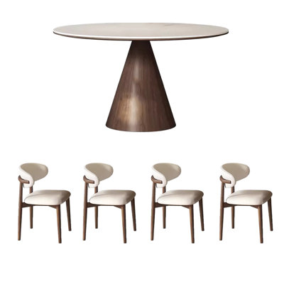 Round retro style dining table and chair
