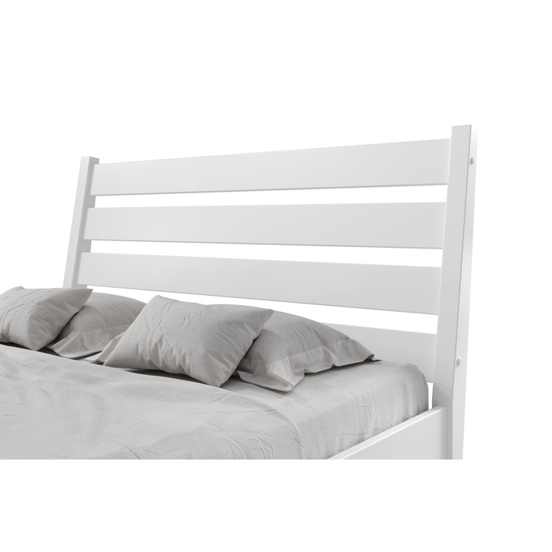 Grand lit en bois massif Ashlie, Blanc