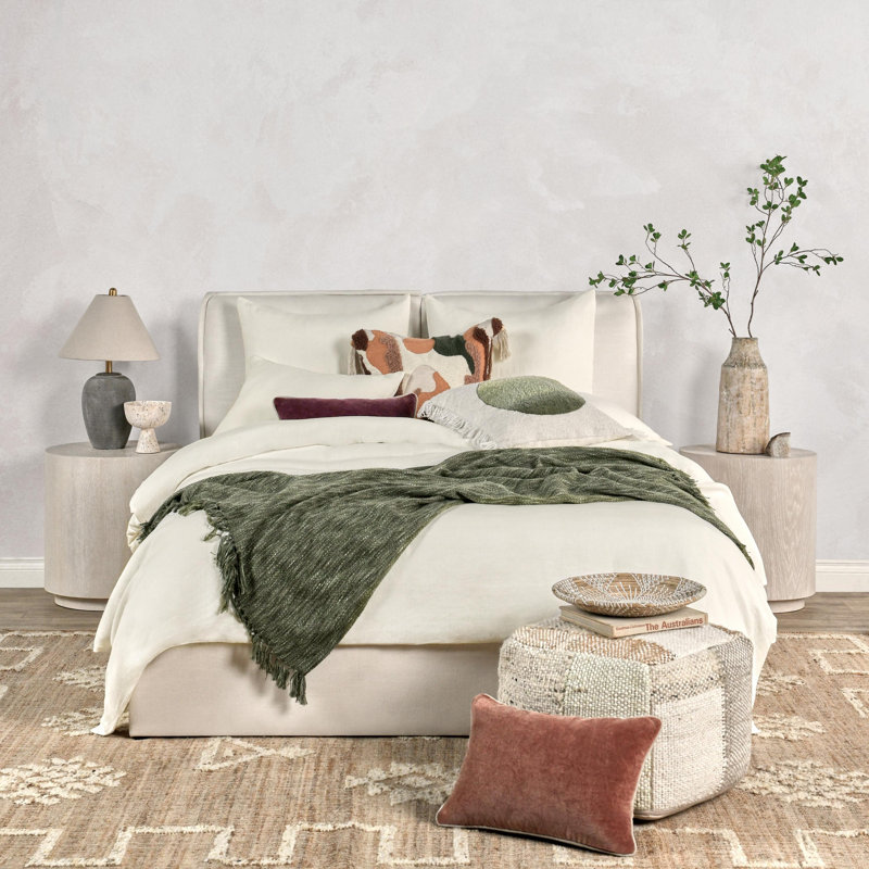 Ensemble de housse de couette en chanvre 3 pièces Paloma, Housse de couette pour très grand lit et 2 très , Ivoire