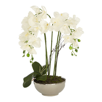 65cm Faux Flowering Plant in Ceramic Pot