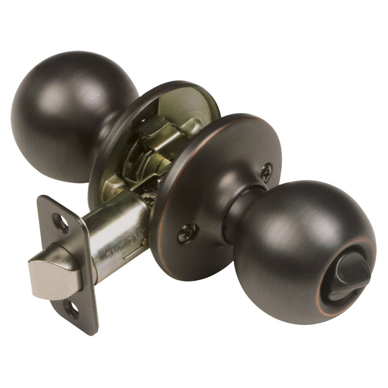 Ball Privacy Bed/Bath Door Knob, 2-Way Latch, 2.88" H x 3.5" W x 6.38" D, Oil Rubbed Bronze