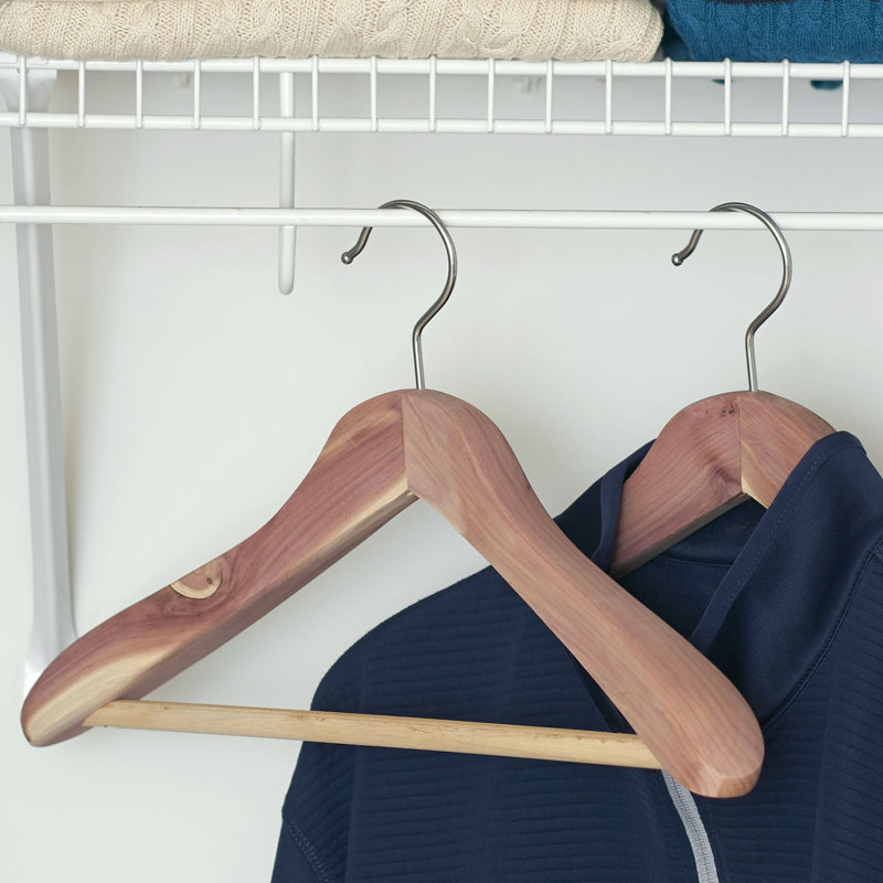 Porte-manteau en cèdre avec barre fixe, ensemble de 3