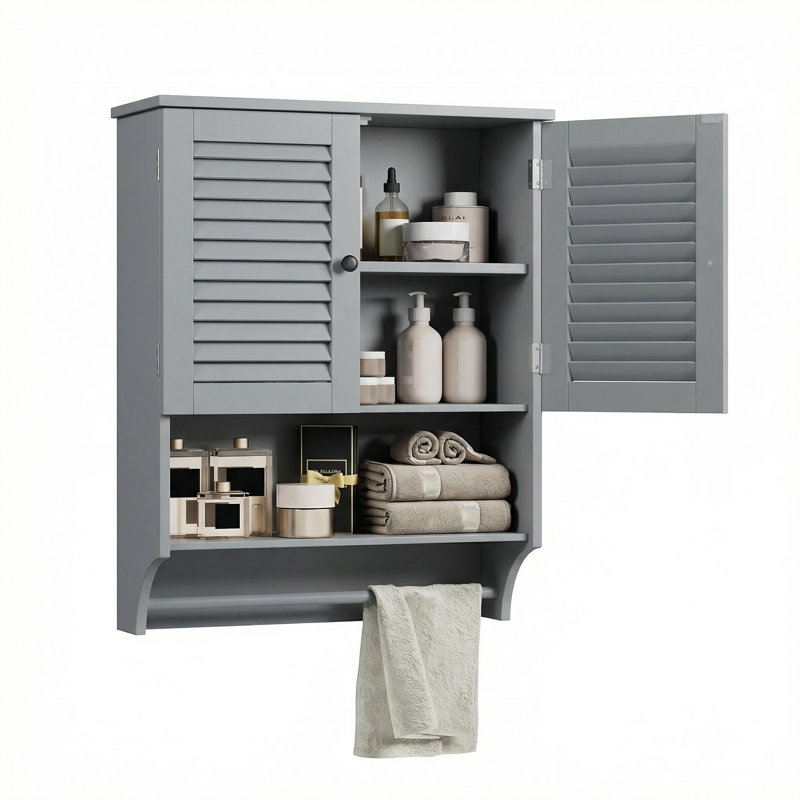 Armoire de salle de bain murale 23,6 "avec 2 portes, Gris
