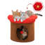 Maison pour chat avec arbre, lit troglodyte et coussin pour chat à fleurs amovible