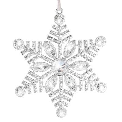 Ornements d'arbre de Noël en cristal décoratifs en forme de flocon de neige en métal de 4,1 pouces, 1 pièce