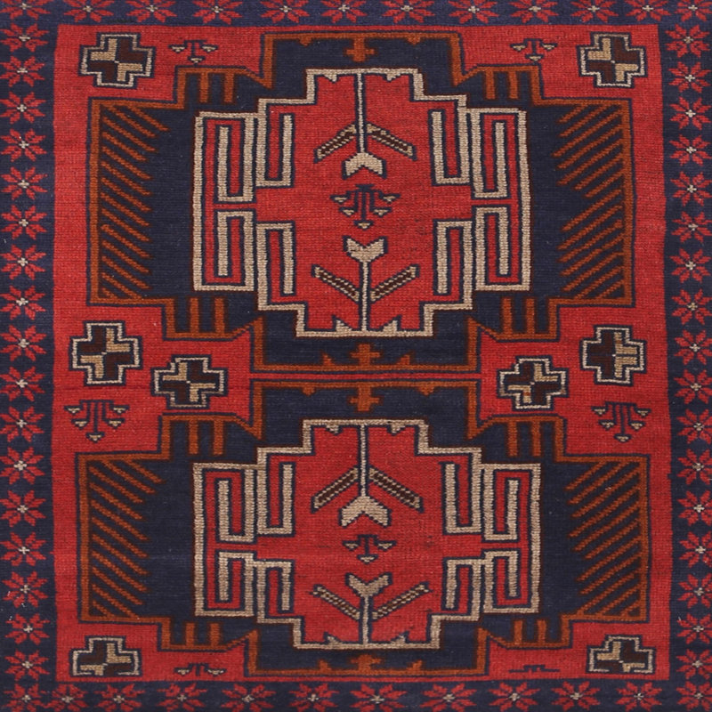 Tapis rouge à motif sud-ouest, Carré 5 pi