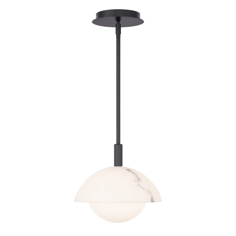 Black LED Pendant with Faux Alabaster Shade