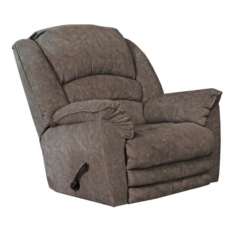 Rialto Upholstered Recliner with Extension Footrest, Gray Polyester, Full-Extension, Manual