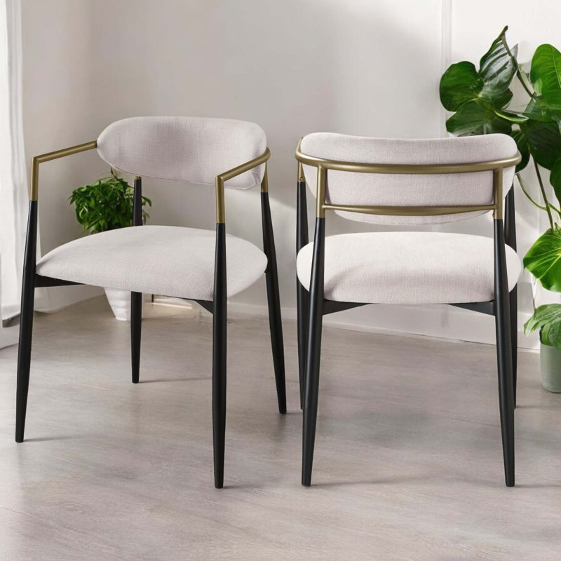 Ensemble de 2 chaises d'appoint à finition lin, Beige