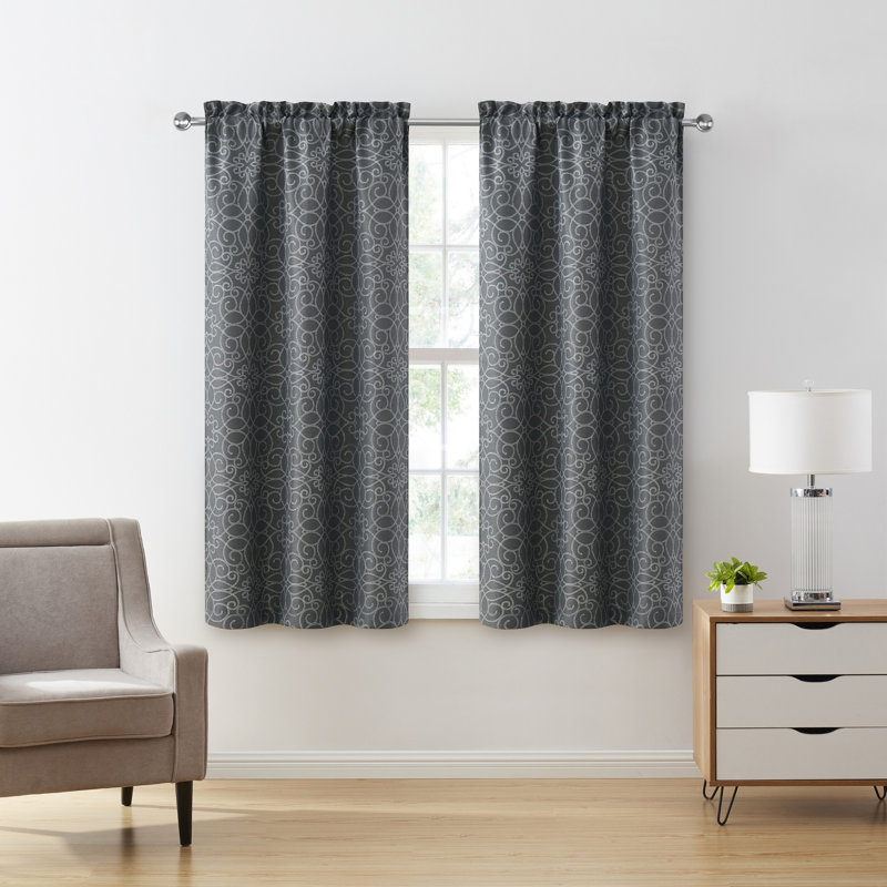 Ensemble de rideaux occultant 2 pièces Versailles, Gris anthracite, L 38 po x L 63 po