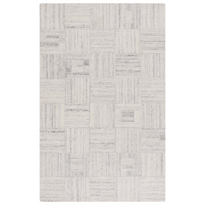 Tapis gris à motif géométrique abstrait en laine / nylon / animal de compagnie / viscose / coton Abstract 614