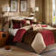 Édredon rouge 7 pièces pour très grand lit - microsuède, pièces de chambre en microsuède invitant, élégant