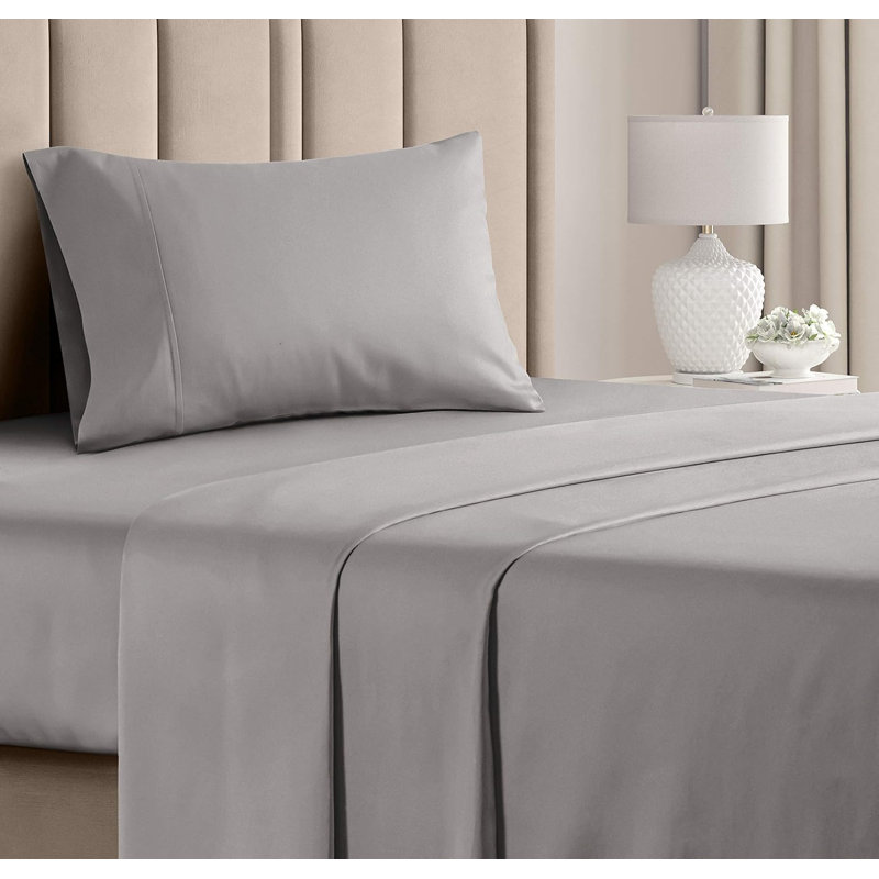 100% Cotton 1000 Thread Count Luxury Sheet Set, Hotel Collection, Soft, Premium Bedding, Twin Sheet Set + 1 Pillowcase, Gray