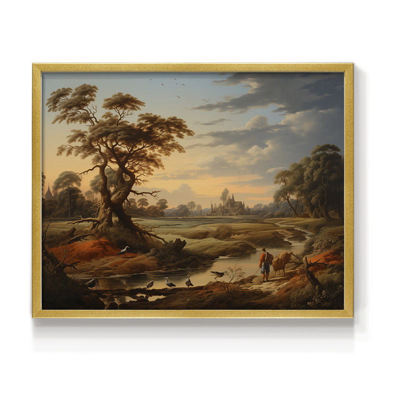 Faune, série X - Reproduction encadrée - Restickable, H 8 po x l 10 po, Doré