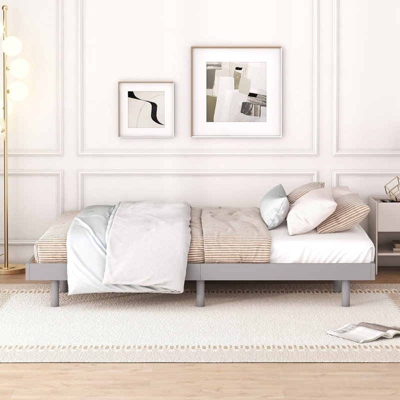 Queen Floating Platform Bed Frame with sturdy support legs