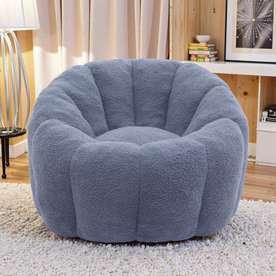 Compression Pumpkin Bean Bag Sofa For Adults, Soft Teddy Fabric Bean Bag Chair