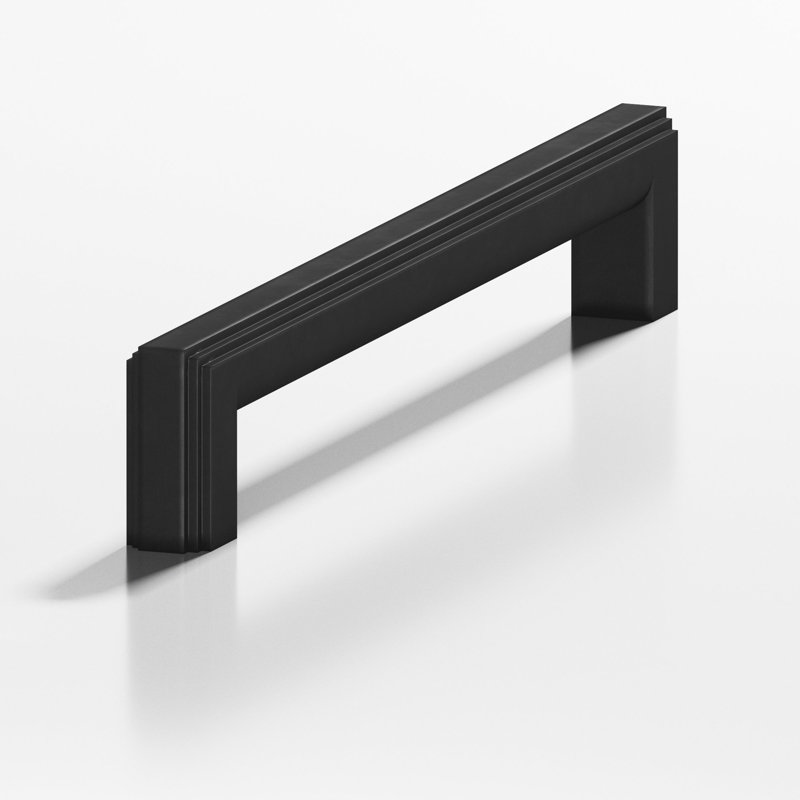 10" Centre to Centre Square, Stepped Cabinet Pull With Rounded Back, Matte Satin Black, 6"