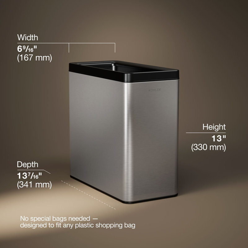 12-Liter Open-Top Trash Can, Stainless Steel