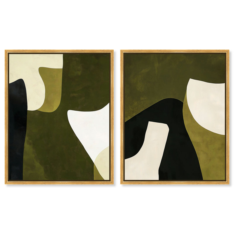 Ensemble de décoration de salon Olive Interplay Duet, reproduction d'art acrylique encadrée par Art Remedy, cadre argenté, 16 x 20