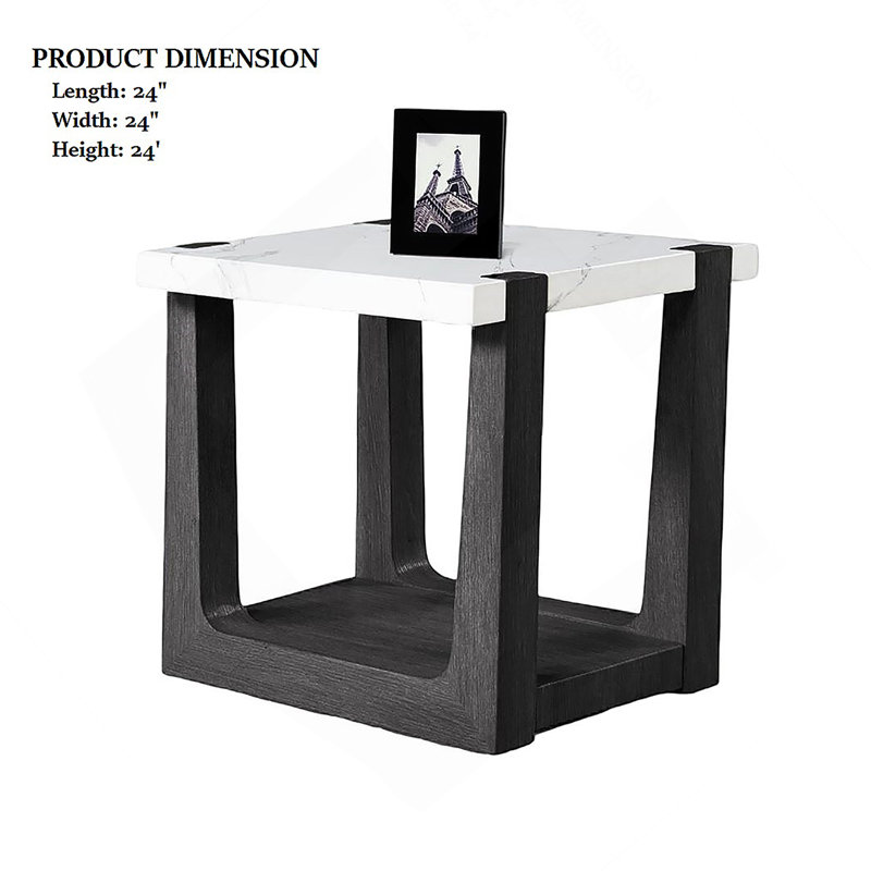 Table de chevet, table de bout pour chambre à coucher, salon, Noir / blanc