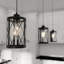 Luminaire suspendu cylindrique moderne à 1 lumière à intensité variable Alessia noir mat avec abat-jour en verre transparent