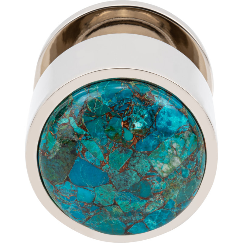 Firesky Diameter Knob, Polished Nickel, Mohave Turquoise, 1 3/8"