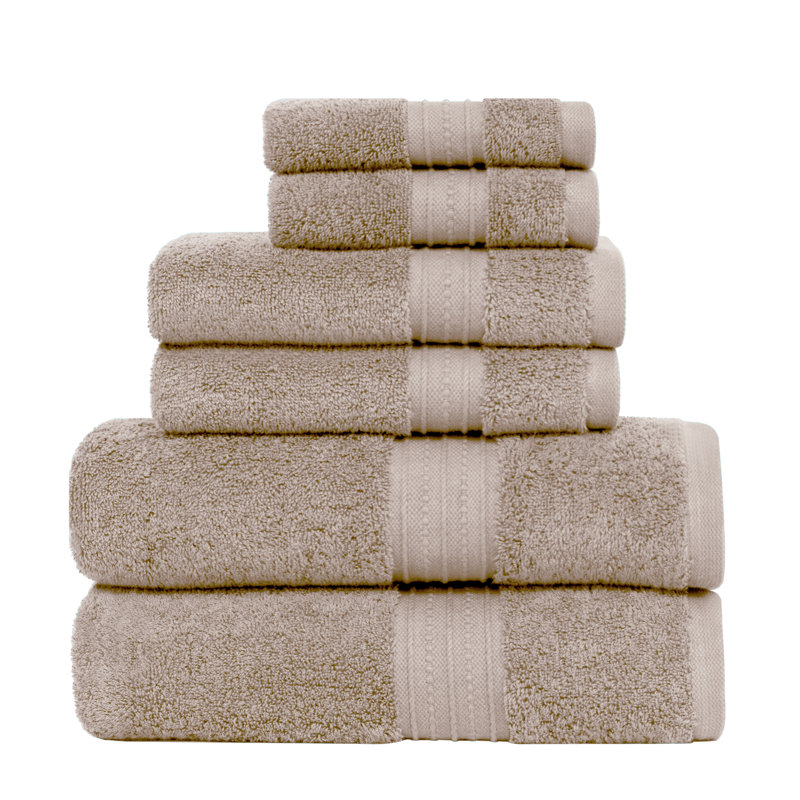 Cotton Bath Towel Set of 6, 600 GSM Ultra Soft Highly Absorbent 2 Bath Towels, 2 Hand Towels & 2 Washcloth, Linen