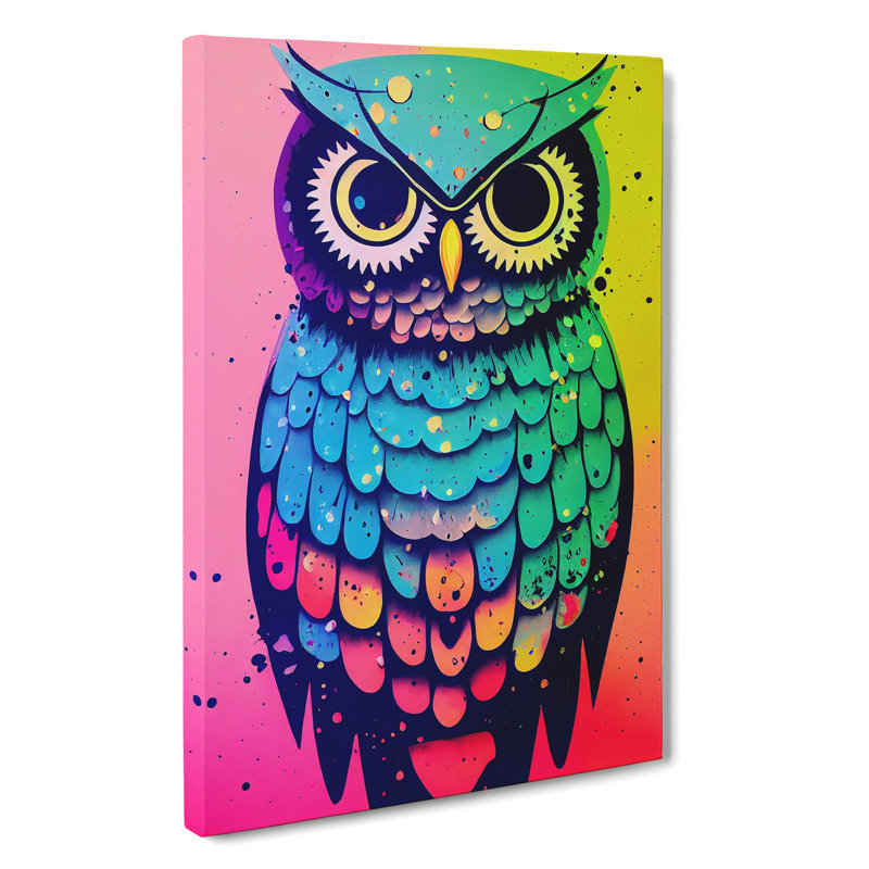 Splashed Owl No.4 - Wrapped Canvas, 50cm H x 35cm W x 3cm D
