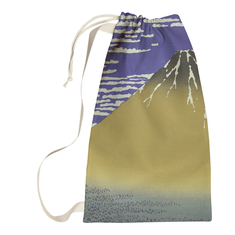 Katsushika Hokusai Fabric Laundry Bag with Handles, Large (76.5" H x 29.5" W x 1.5" D), Blue/Yellow