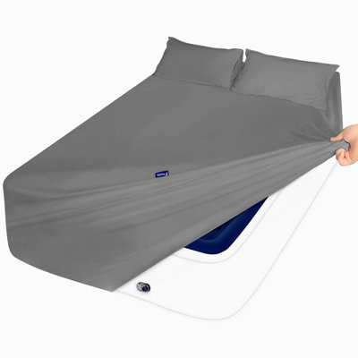Ultimate Comfort Deep Pocket Sheet Set - Queen Size with Side Pockets | Extra Deep 16-24 in Pillow Top Grey Sheets for Air Mattress | Fits Easily & Securely