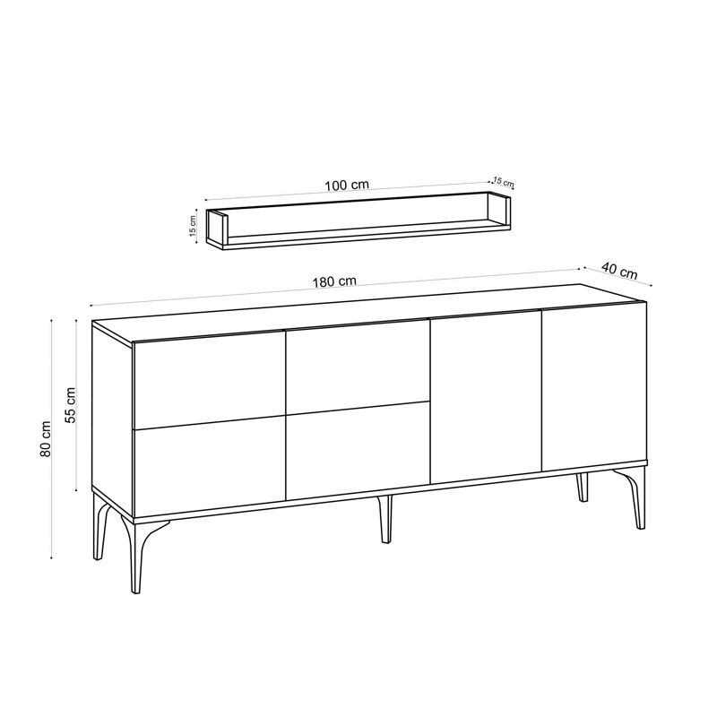 Elegance 55cm Sideboard, Carrara Marble