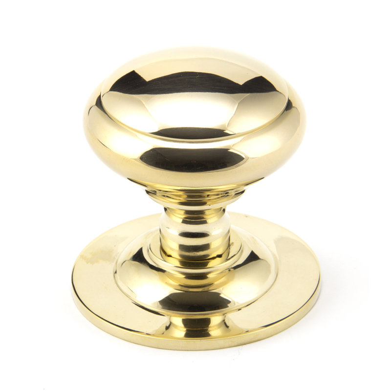 Round Centre Door Knob, Polished Brass