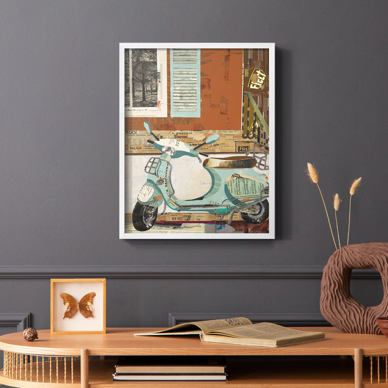 That Vespa Framed Print - Solid Wood, 28" H x 22" W, White