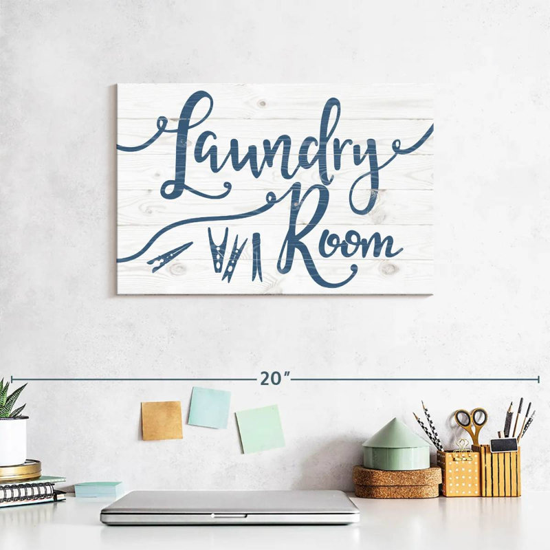 " Laundry Room Calligraphy " by HomeyNotes Studio, 8" H x 12" W x 1" D